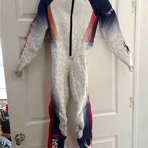 Spyder White Ski Suit with Red Logo